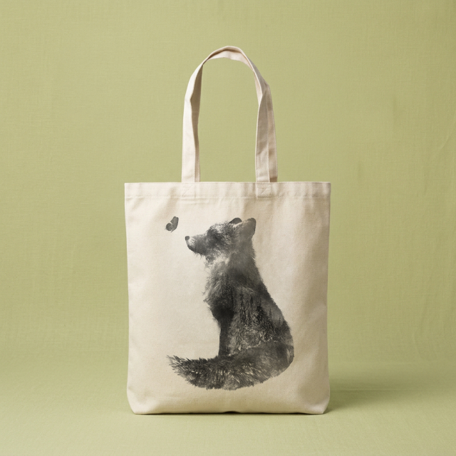 Räv möter fjäril - Tygpåse 35x45 cm