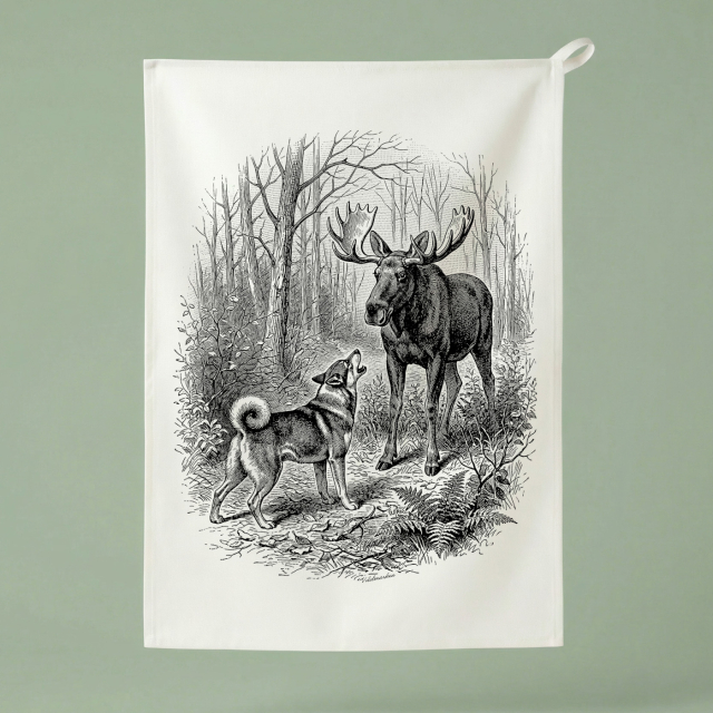 Jämthund ståndskall - Kökshandduk 50x70 cm