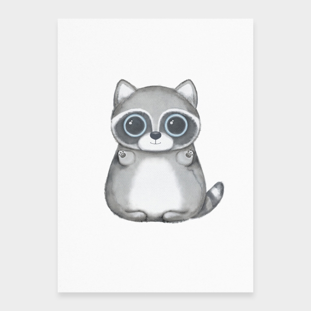 Tvättbjörn kawaii-stil