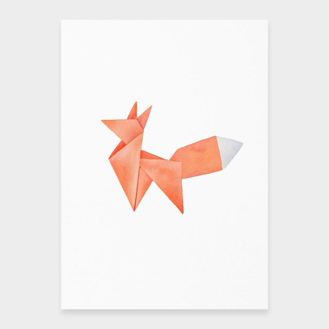 Rödräv origami-stil